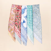 Set of 5 - 100% Cotton Bandana, Lightweight Cotton Scarf, Eco-Friendly Neck Wrap, Hand block Printed Bandana, Unisex Summer Accessory